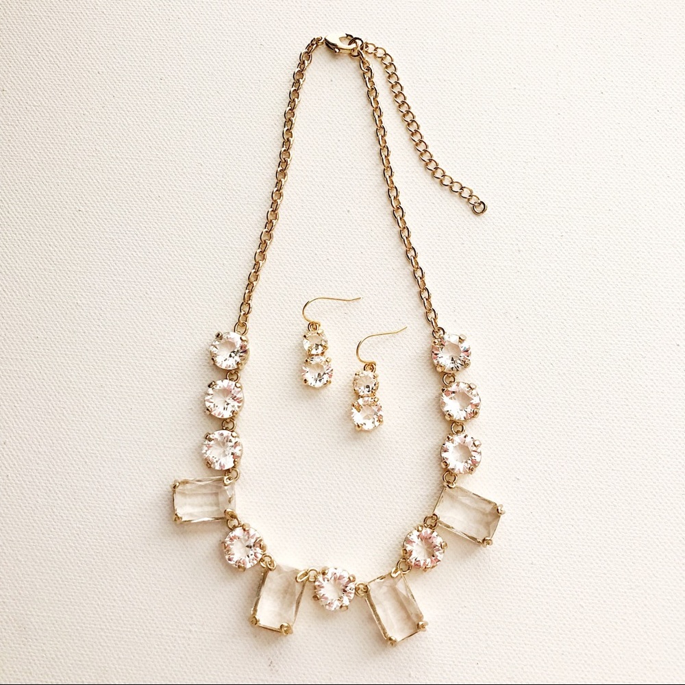 Gold Clear Gumdrop Stones Drop Earrings - Picture 5 of 5